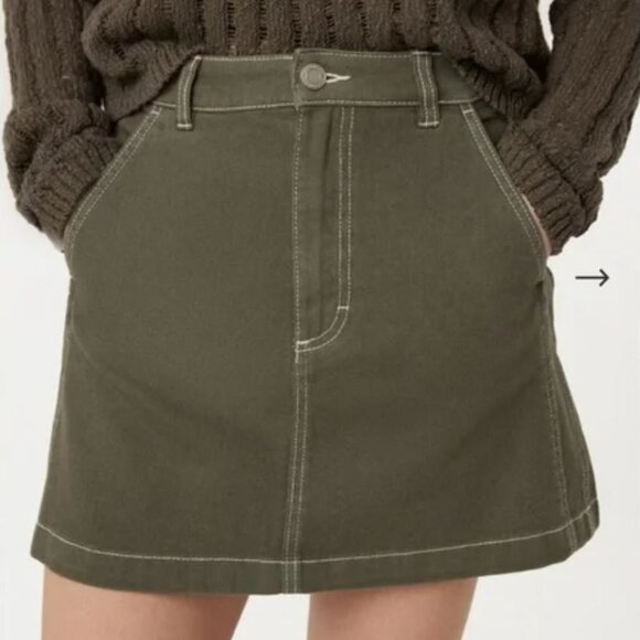 Frank & Oak Olive Mini Skirt - Picture 3 of 6